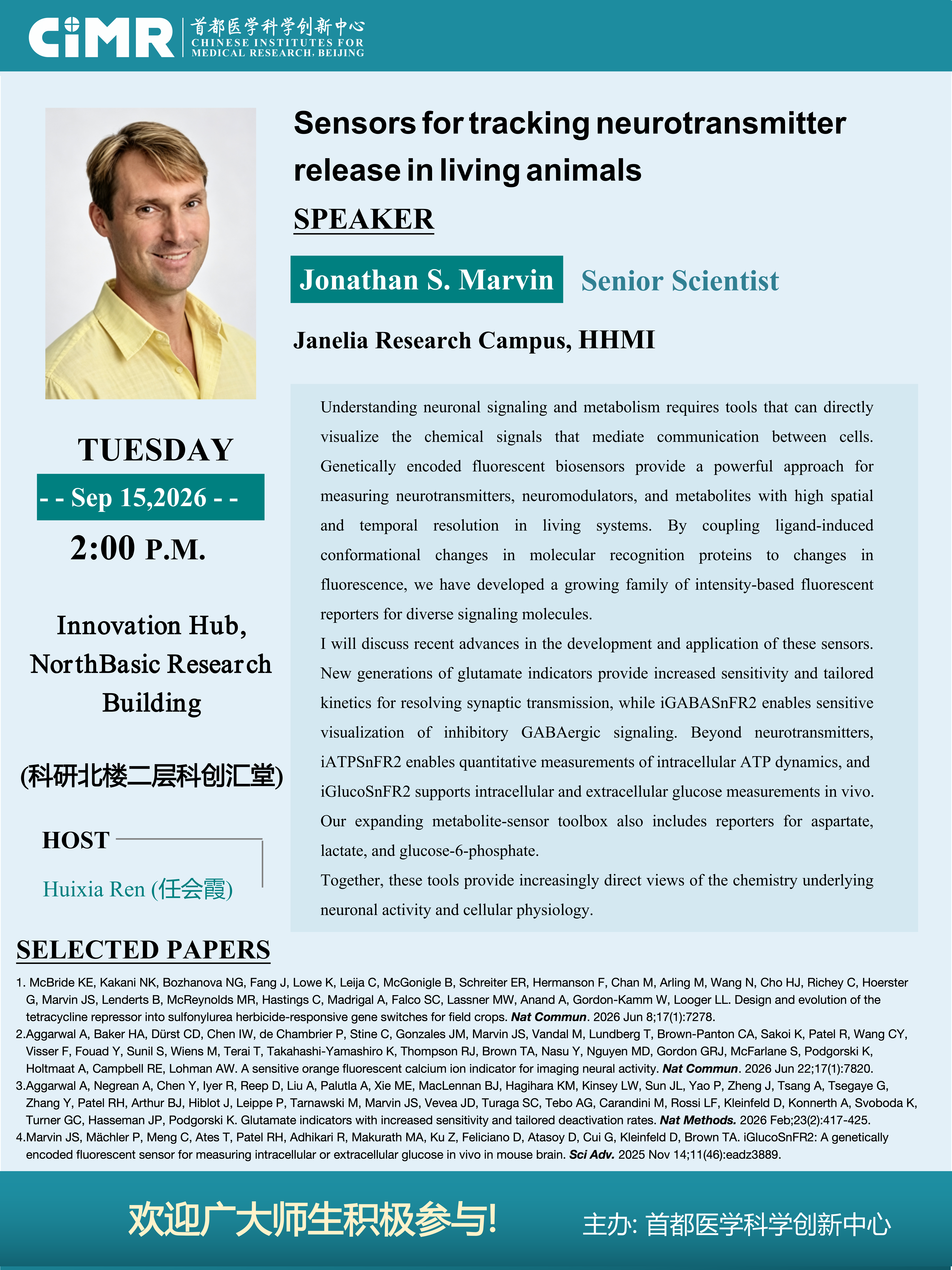 Jonathan S. Marvin's Lecture on Sensors for Tracking Neurotransmitter Release in Living Animals